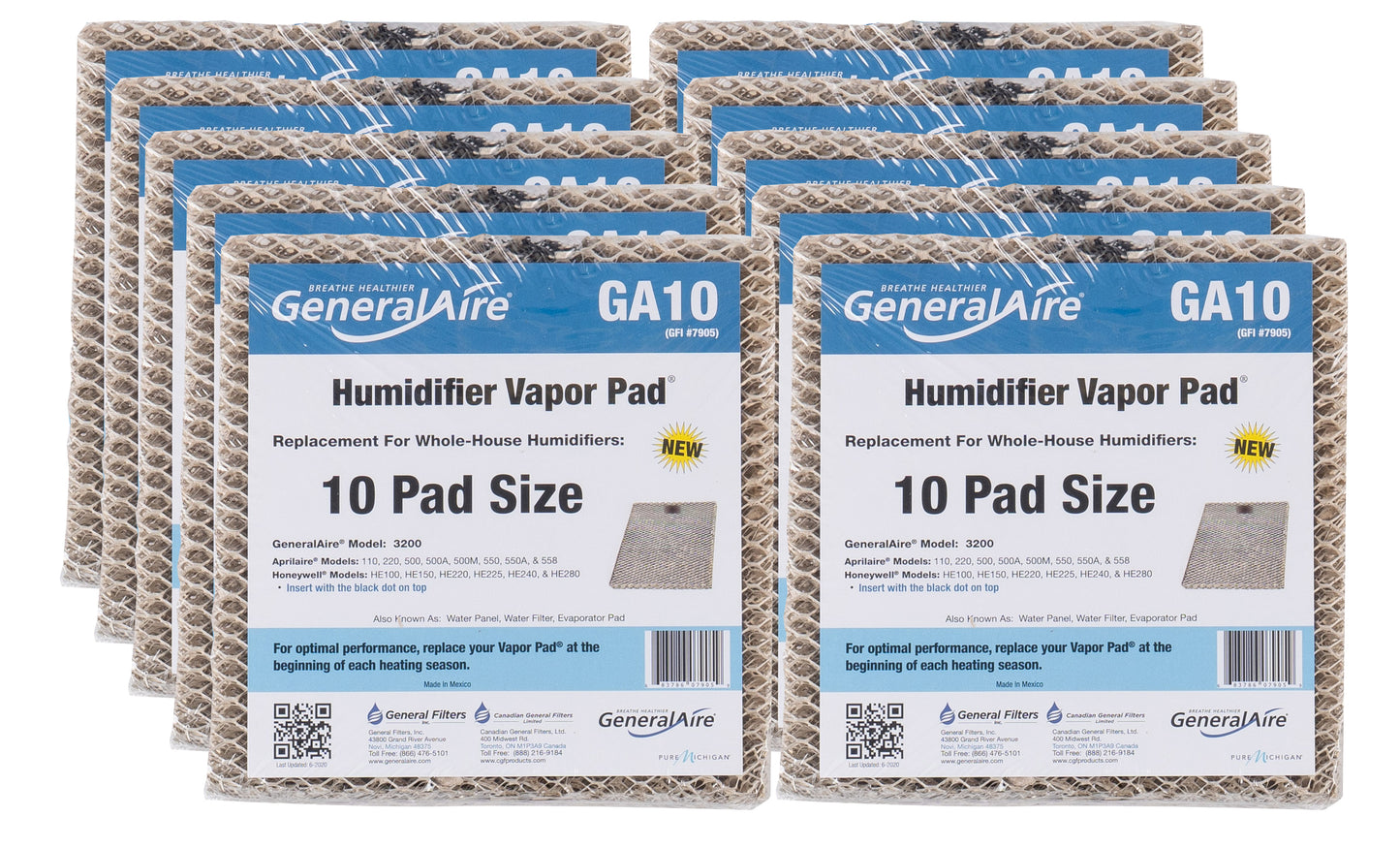GeneralAire GA10 - Replacement Vapor Pad for Model 3200, 9.75" x 9.5" x 1.38"