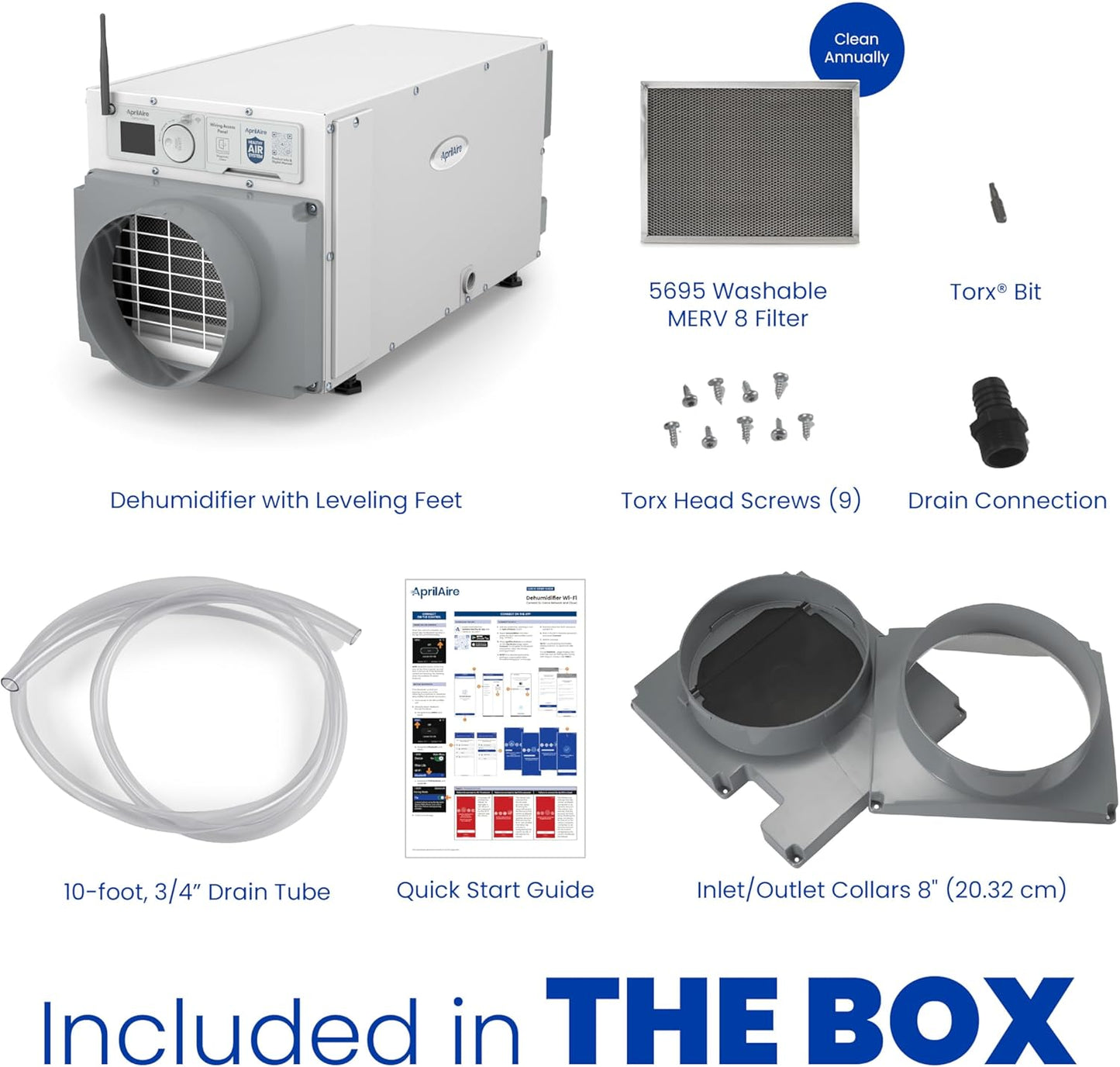 Aprilaire E070W - Wi-Fi Enabled Basement and Crawl Space Pro Dehumidifier, 70 Pints