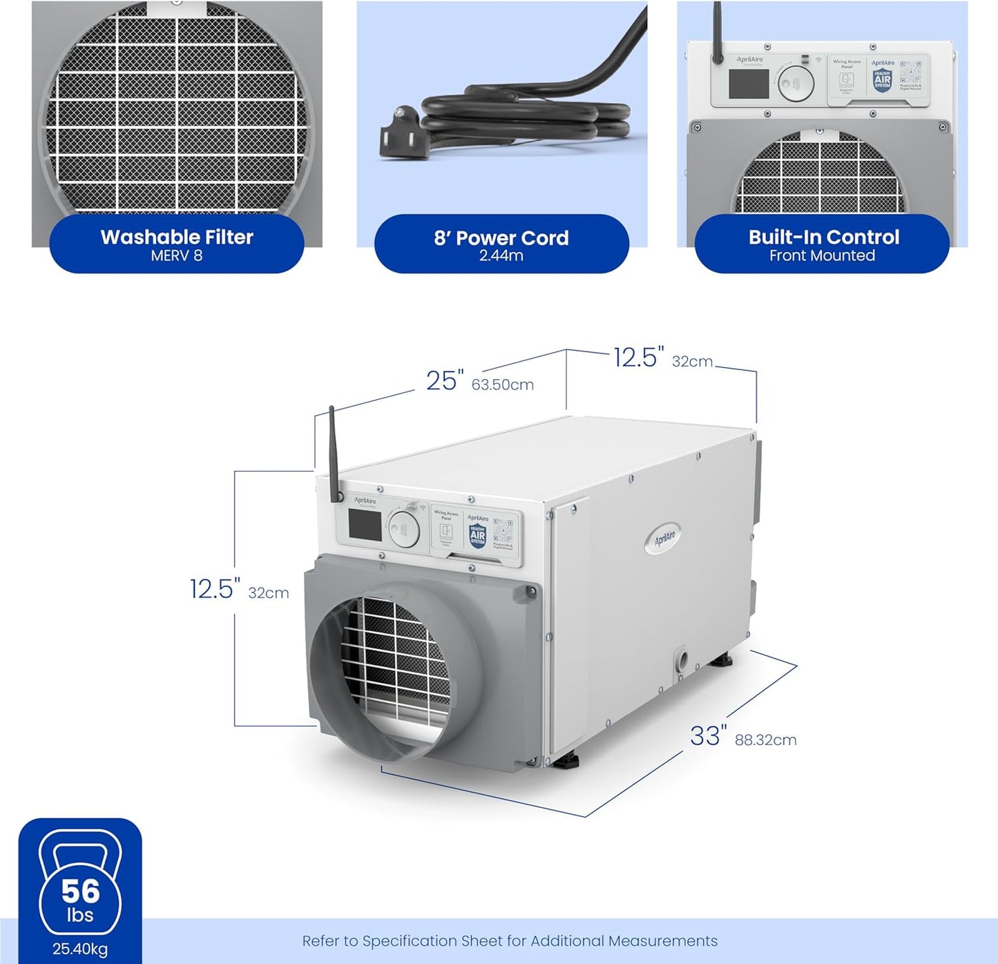 Aprilaire E070W - Wi-Fi Enabled Basement and Crawl Space Pro Dehumidifier, 70 Pints