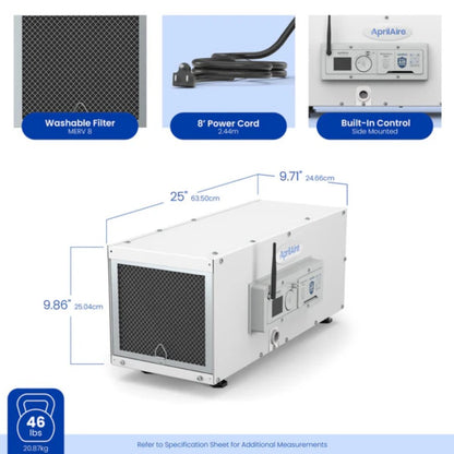 Aprilaire E050W - Wi-Fi Enabled Basement and Crawl Space Pro Dehumidifier, 50 Pints