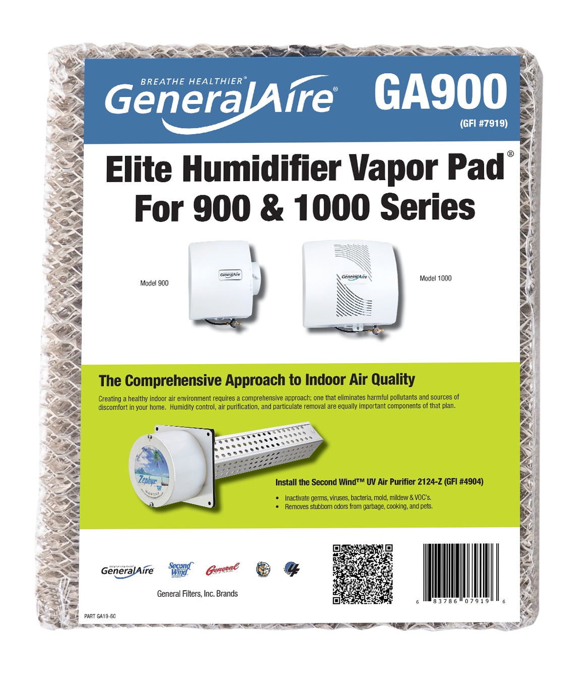 GeneralAire GA19 - Replacement Vapor Pad for 900/1000 Series, 11.75" x 9.5" x 1.5"