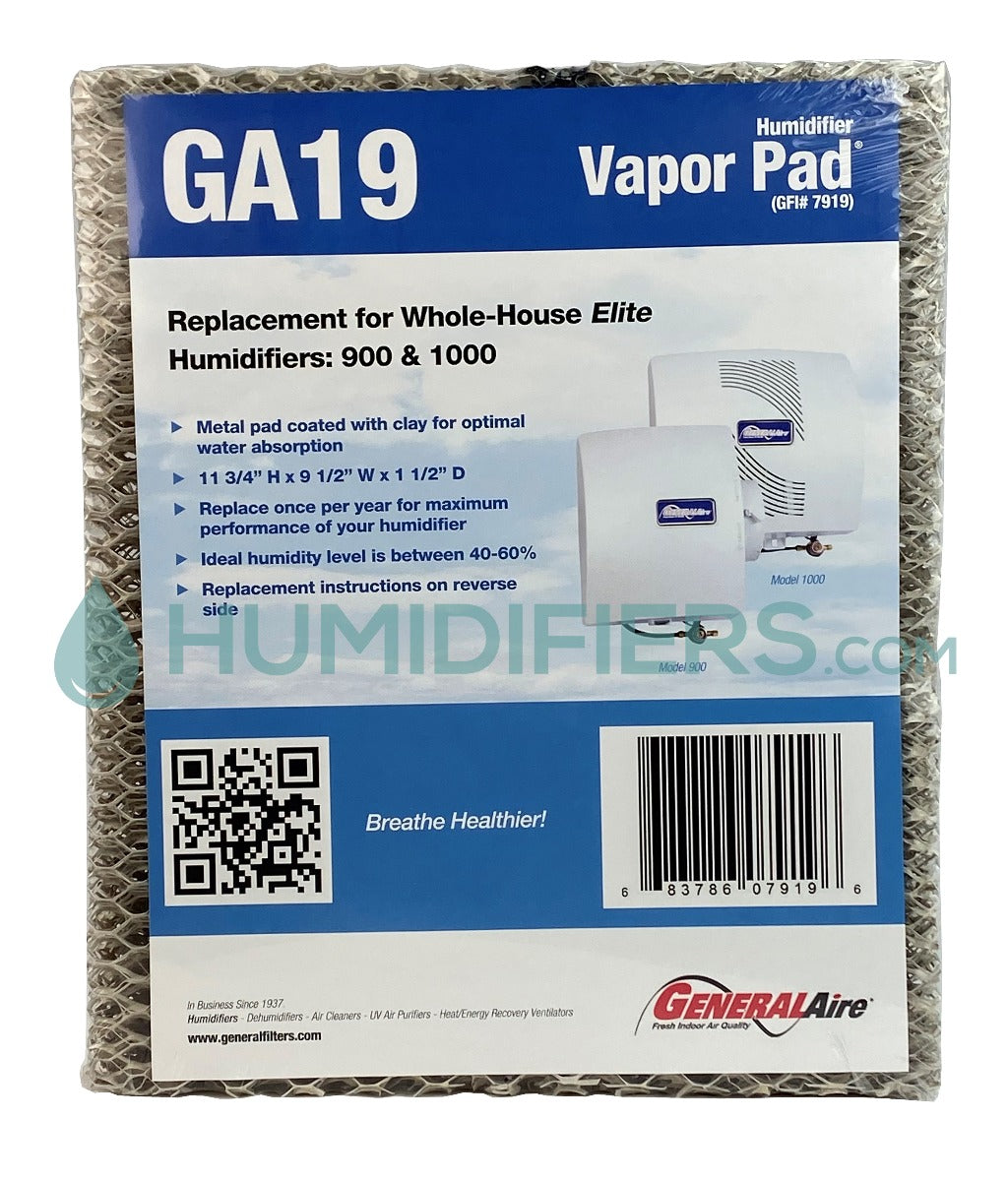 GeneralAire GA19 - Replacement Vapor Pad for 900/1000 Series, 11.75" x 9.5" x 1.5"