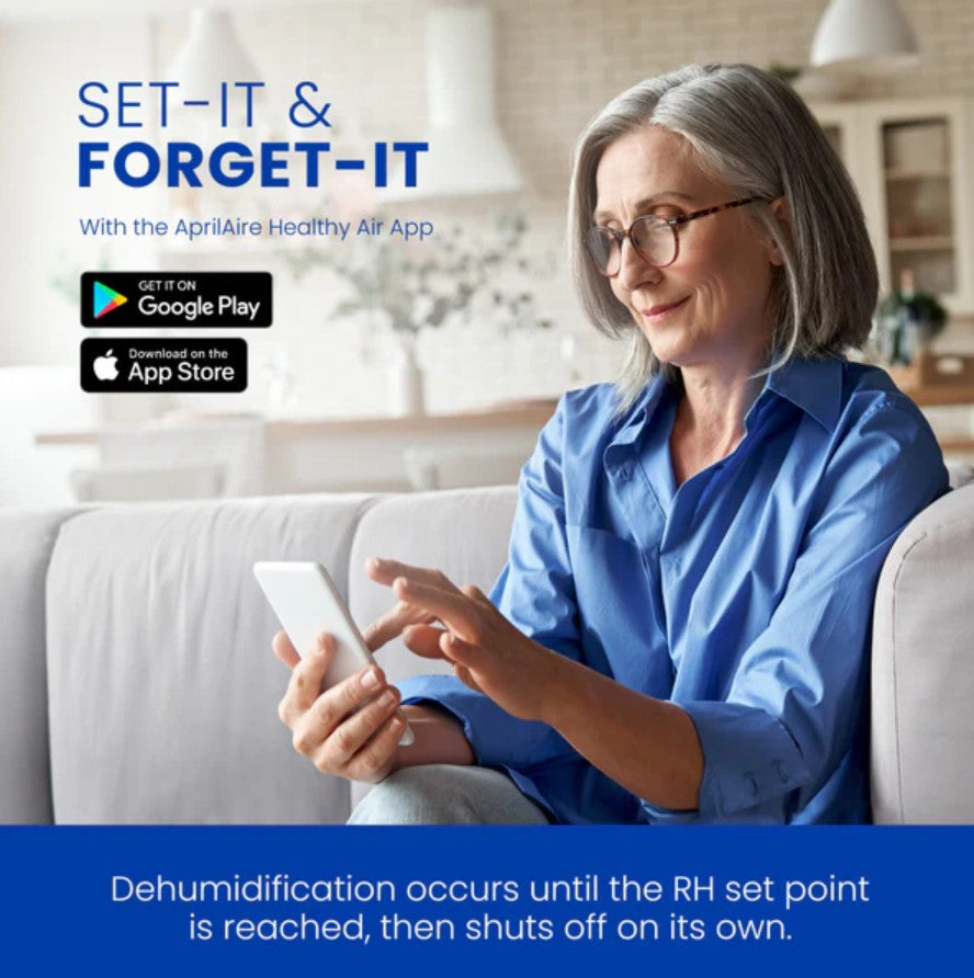 Aprilaire E050W - Wi-Fi Enabled Basement and Crawl Space Pro Dehumidifier, 50 Pints